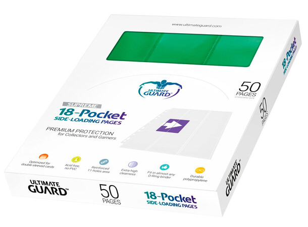 Pages 18-Pocket x50 Grønn Ultimate Guard Plastlommer 